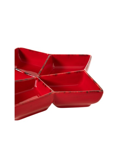 Mudo Home Star Bölmeli Sunum Tabağı 27cm Kırmızı
