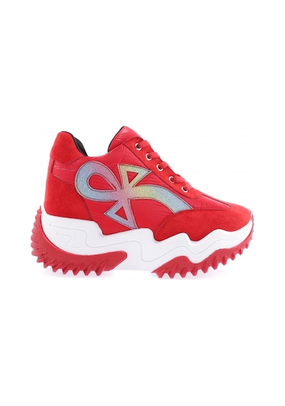 Dgn Z2 23y Kadin Mega Kalin Taban Simli Sneakers Ayakkabi Z2-1720-R0766 Kırmızı