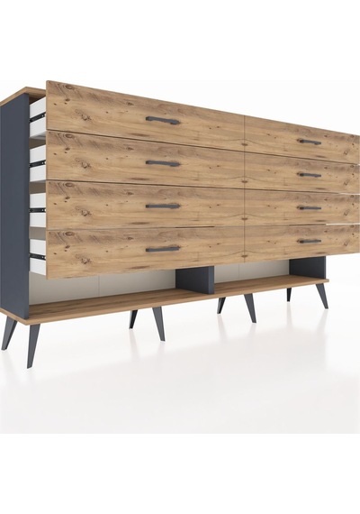 Arges Konsol 8 Çekmeceli 176x30x99 Antrasit-çam Antrasit-çam Arges Konsol 8 Çekmeceli 176x30x99 Antrasit-çam Antrasit-çam