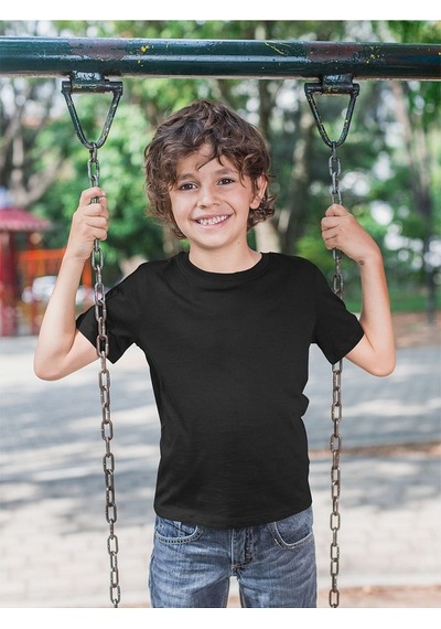 Sevbano Basic Baskısız Unisex Çocuk Tişört 1-12 Yaş SIYAH