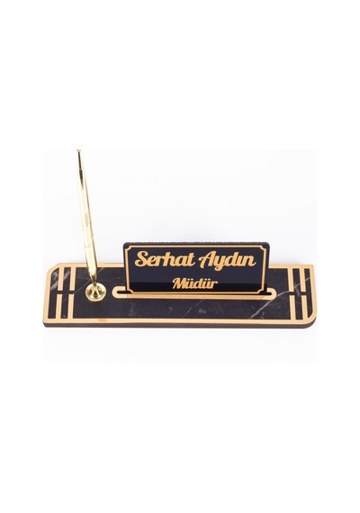 Sigma Gold Ahşap Masa İsimliği Kalemli İsimlik Masa Üstü Organizer Ekonomik Masa İsimliği Kalemlik