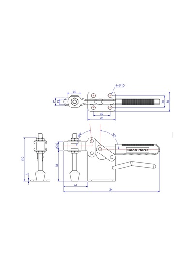 Goodhand Gh-220-wh Yatay Geçişli Kelepçe Düz Taban 400 Kg Kapas