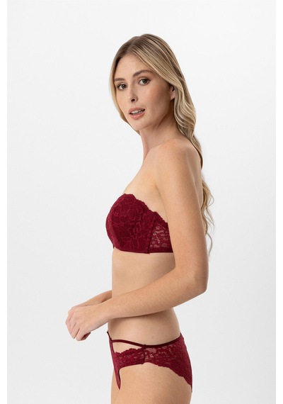 Pierre Cardin Lingerie Lotus Straplez Dantelli Sütyen Takımı Bordo