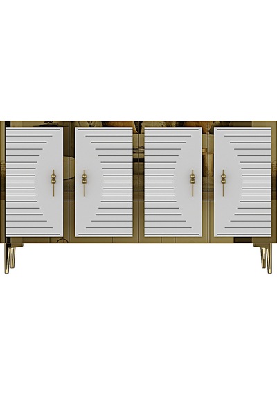 Ka1207bg Tuna Konsol Ve Tv Sehpası Beyaz-gold 120cm