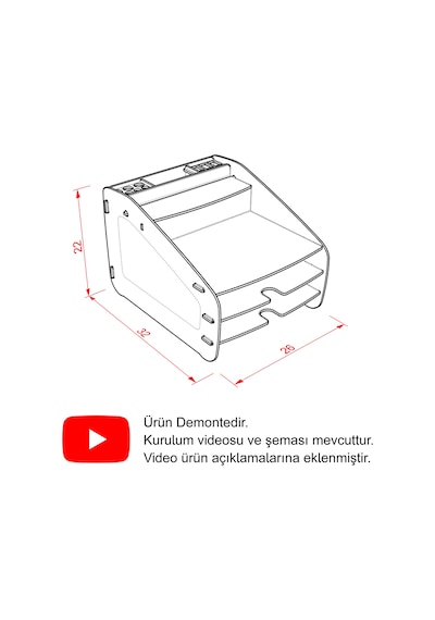 Design Otto Fx Medium Modest 6 Renk Evrak Rafı Masaüstü Organizer Beyaz