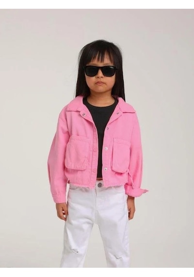 Escabel Kız Bebek Pamuklu İnce Dokulu Ceket-15123 Pembe