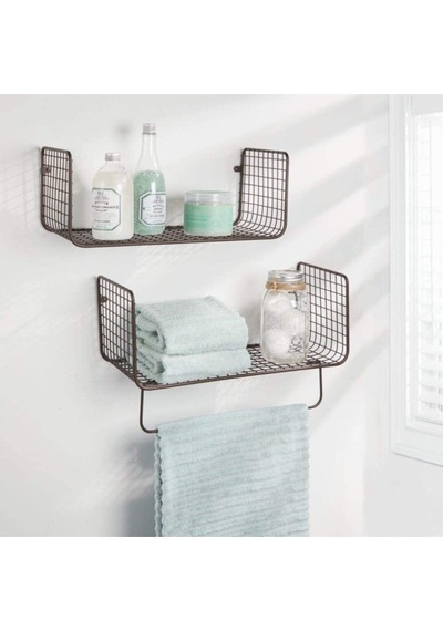 Metal Mutfak Banyo Duvar Rafı Havluluk 2 'Li Set Wd-103 Siyah