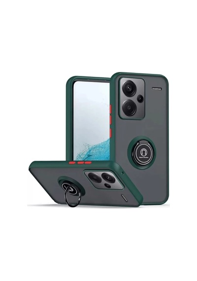 Newface Xiaomi Redmi Note 13 Pro Plus Kılıf Montreal Yüzüklü Silikon Kapak - Yeşil