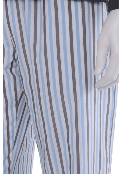 The Don Thedon Antrasit Beyaz-Turkuaz Çizgili Ribana Erkek Pijama Takımı