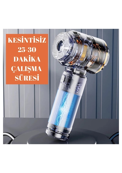 Araç İçi Süpürge Şarjlı Gümüş 0-250 Watt 71-80 Dba 2 Yıl Garantili 2-3 Saat Şarj Süresi