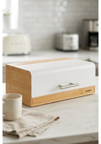 Cooker Viona Metal Kapaklı Bambu Ekmek Kutusu Ckr4540 Beyaz
