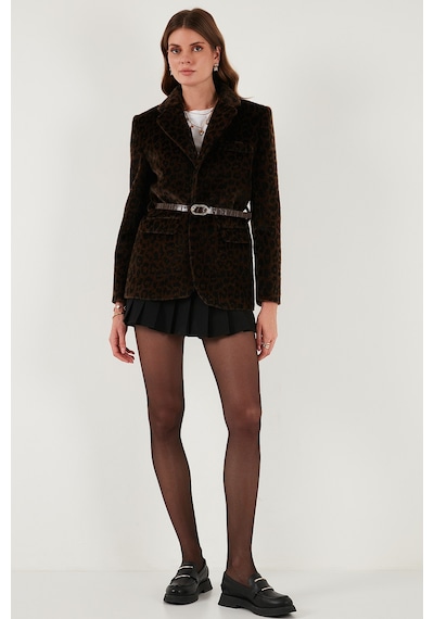 Lela Leopar Desenli Regular Fit Kemer Detaylı Peluş Dokulu Blazer Bayan Ceket 6839614 Kahve Lela Leopar Desenli Regular Fit Kemer Detaylı Peluş Dokulu Blazer Bayan Ceket 6839614 Kahve