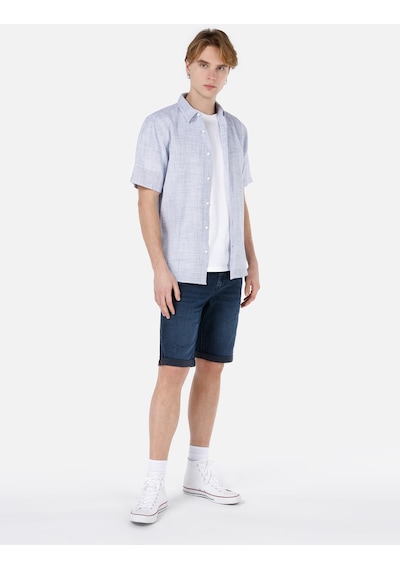 Colin's Colins Normal Kesim Shirt Yaka Cepsiz Mavi Erkek Kısa Kol Gömlek Cl1067835 Cl1067835 Q1.v1 Ble Mavi