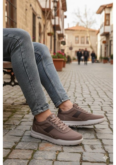 Fort 0226 Dks Keten Rahat Hafif Sneaker Erkek Ayakkabı Vizon