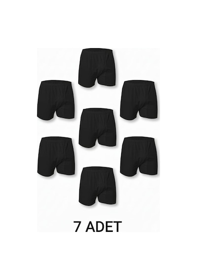 Enmodaiçgiyim 7 Adet Siyah %100 Pamuk Rahat Kesim Erkek Paçalı Külot Boxer