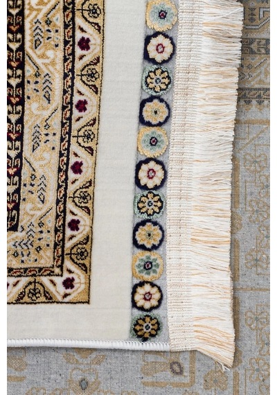 Eko Halı Sateen Afghan 03 Beige Premium Yıkanabilir Afgan Desenli Kaymaz Taban İnce Dokuma Halı Bej
