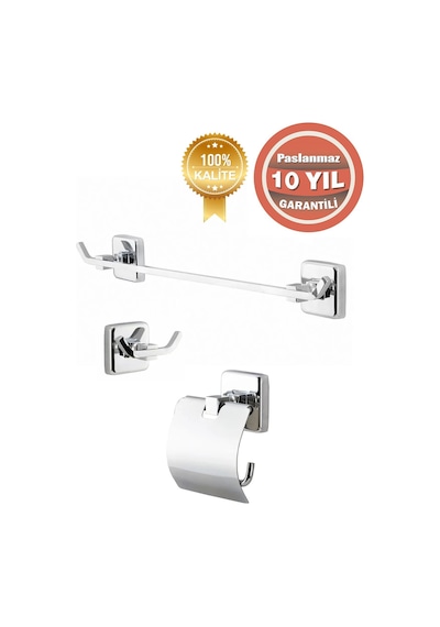 Çelik Banyo Paslanmaz Pirinç Wc Banyo Aksesuar Kumru Havluluk Tuvalet Kağıtlık Askılık 3 'lü Set Krom