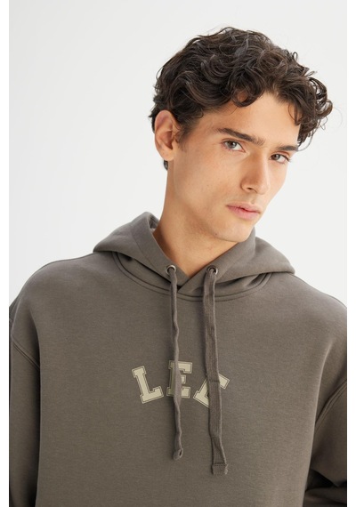 Lee Erkek Mid Logo Hoodie Erkek Sweatshirt L2520157801 Haki
