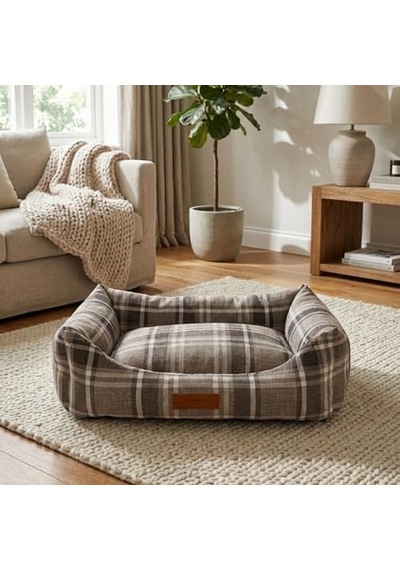 Tr Comfy Pet Kedi Ve Köpek Yatağı Bej/oeko-tex Sertifikalı Dokuma Kumaş, Yıkanabilir Fermuarlı Minder, Tamamlayı