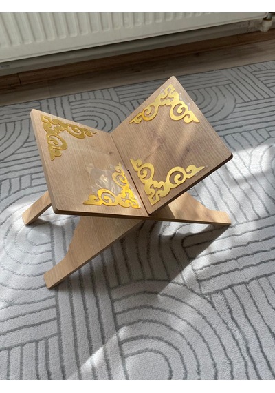 Orta Boy Rahle Gold Aynalı Pleksi Dekor Kuran-ı Kerim Okuma Rahlesi