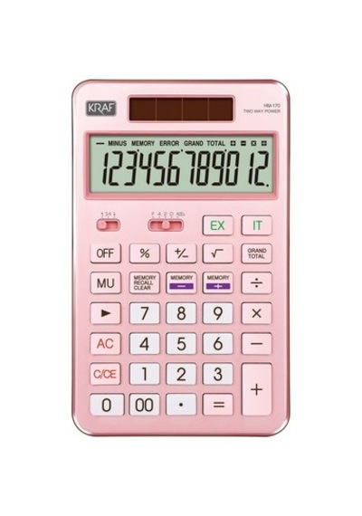Pembe 12 Haneli Masaüstü Hesap Makinesi, Kullanışlı 124-Pembe