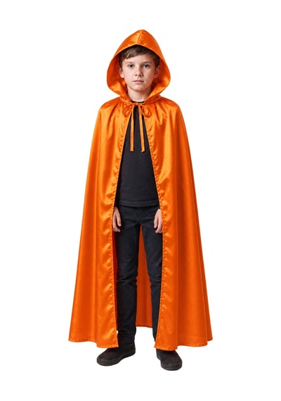 Kostüm Sarayı Halloween Kapüşonlu Turuncu Pelerin Çocuk