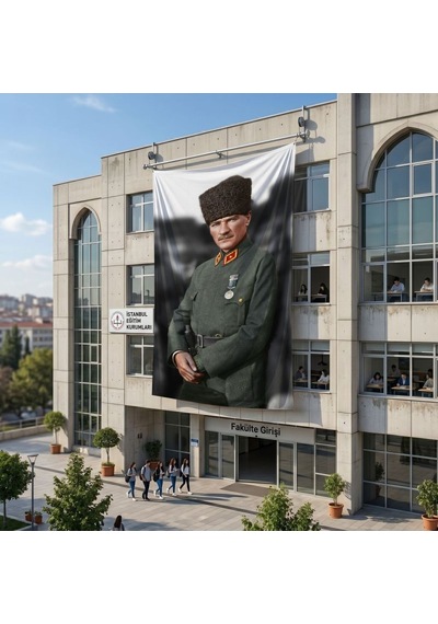 Atatürk Portresi Poster Bayrak Raşel Kumaş 6x9 Metre Ata68 Diğer