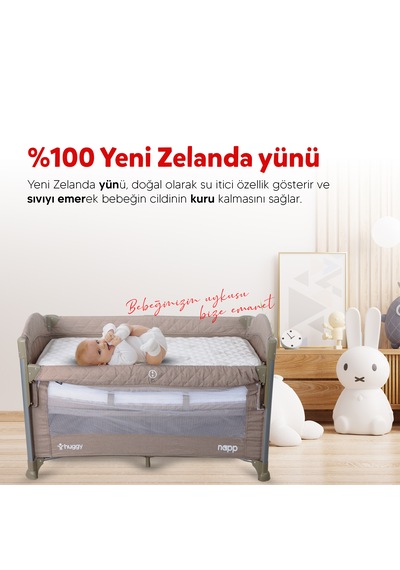 Huggy %100 Yeni Zelenda Kuzu Yünü 70x110 Yatak Pedi