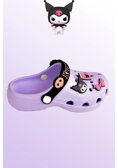 Kids World Kuromi Karakter Kız Çocuk Önü Kapalı Havuz Plaj Sokak Terliği Mor
