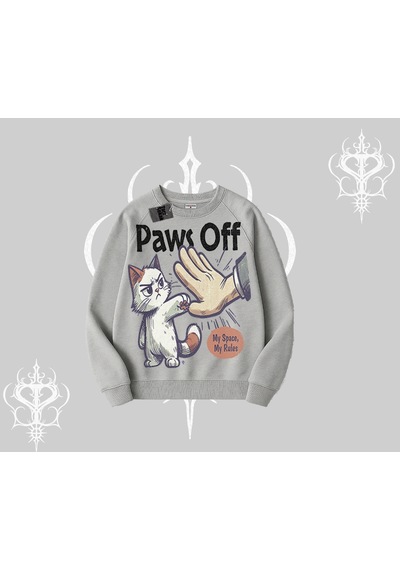 Startmore Procatstinator Kedi Baskılı Kapşonlu Crop Sweatshirt Siyah