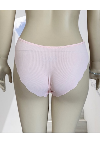Mikro Lazer Kaşkorse Fitilli Kumaş Normal Bel Dikişsiz Slip/külot Pembe