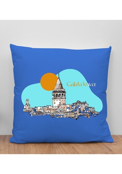 Bk Gift İstanbul Tasarımlı Mavi Kırlent Yastık, Arkadaşa Hediye, Ev Dekorasyonu, Ev Hediyesi-7