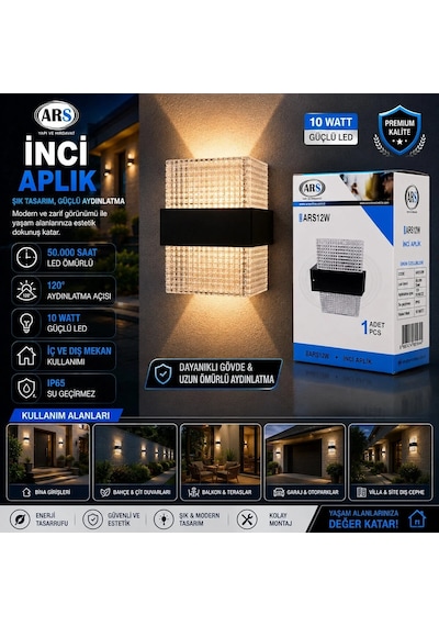 Ip66 50.000 Saat Led Ömrü 10w İnci Led Aplik Duvar Lambası Ars-348956 5468 Çok Renkli