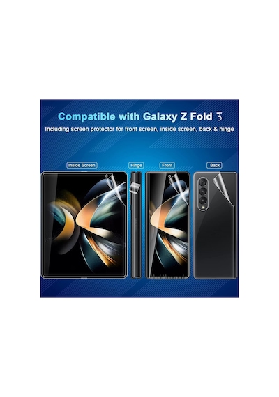 Samsung Galaxy Z Fold 3 Uyumlu Ön Arka 2in1 Ekran Ve Kasa Koruyucu Film Clearcrystal Şeffaf Fullbody Resimde Görünen