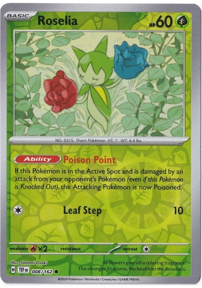 Roselia Reverse Holo 008/162 - Temporal Forces - Pokemon Kartı Mint