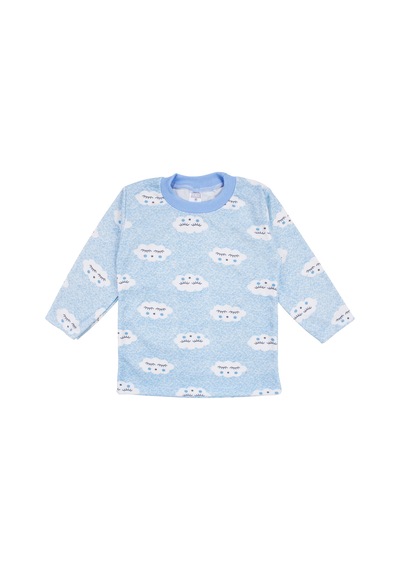 Bebegen Erkek Bebek Bulut Desenli Alt Üst Mavi 2'li Pijama Takım Çok Renkli