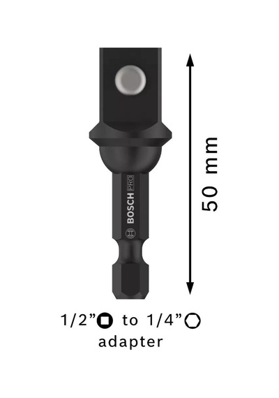 Bosch Pro 1/4 Bits Girişli 1/2 Kare Lokma Adaptörü 2608522564