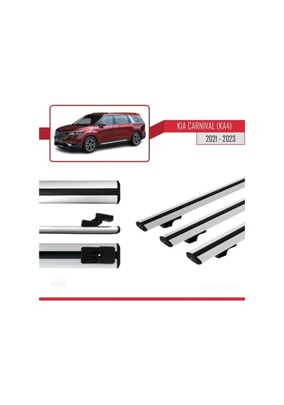 Kia Carnival Ka4 2021-2023 Arası İle Uyumlu Basic Model Ara Atkı Tavan Barı Gri 3 Adet