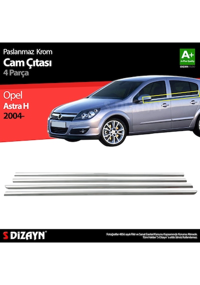 S-dizayn Opel Astra H Hb Krom Cam Çıtası 4 Prç 2004-2013