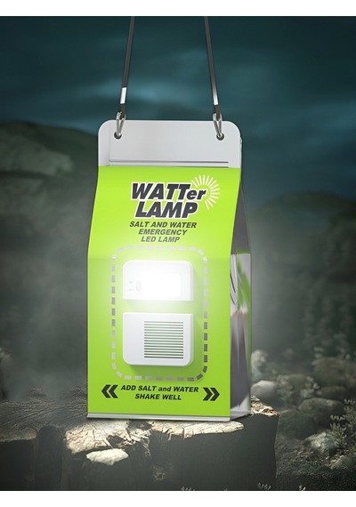 Tuzlu Su İle Çalışan Deprem Çantası Ve Kamp Acil Yardım Işığı Yeşil