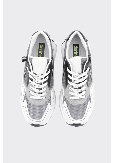 Derinet Yüksek Taban Kadın Sneaker Beyaz Gümüş Beyaz Gümüş