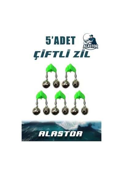 5'li Set Çiftli Plastik Zil Olta Zili Olta Kamışı İçin Zil Fosfor Takılabilir Zil