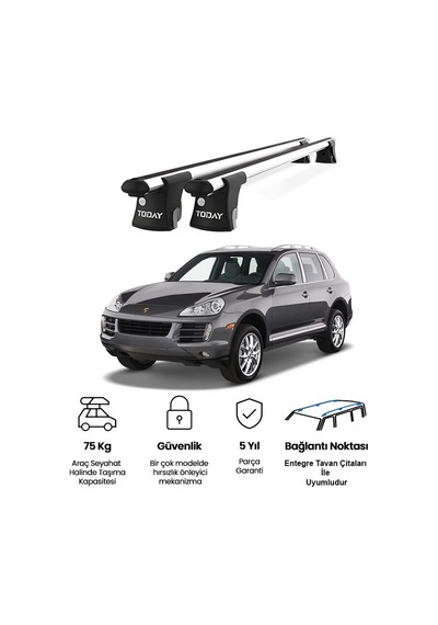 Trio-ı Porsche Cayenne 2002-2010 Uyumlu Kilitli Ara Atkı 135cm Port Bagaj Tavan Barı