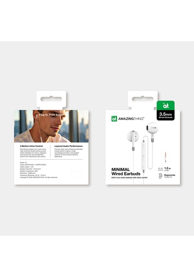 Amazingthing 3.5mm Kulak İçi Kablolu Kulaklık 1.2m Beyaz