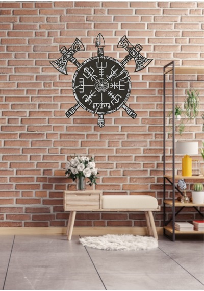 Balta Desenli Dekoratif Metal Duvar Tablosu