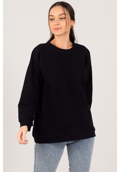 Armonika Kadın Lacivert Yuvarlak Yaka Oversize Sweatshirt Arm-22k024027