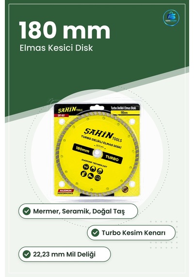 Turbo Elmas Daire Testere Bıçakları 180 Mm Delikli Mermer Seramik