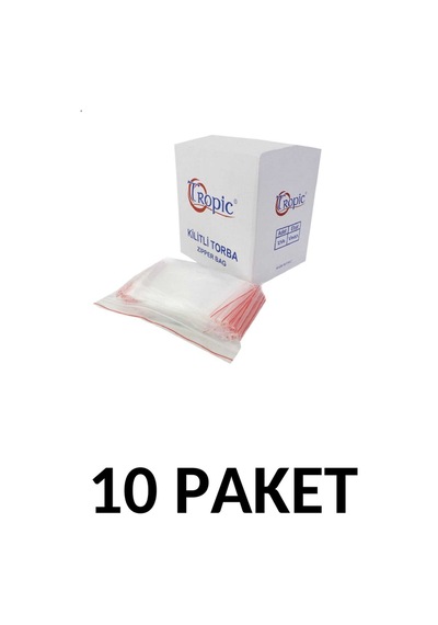 Tropic 10 Paket Kilitli Naylon Torba 23x31 Kilitli Poşet 250li
