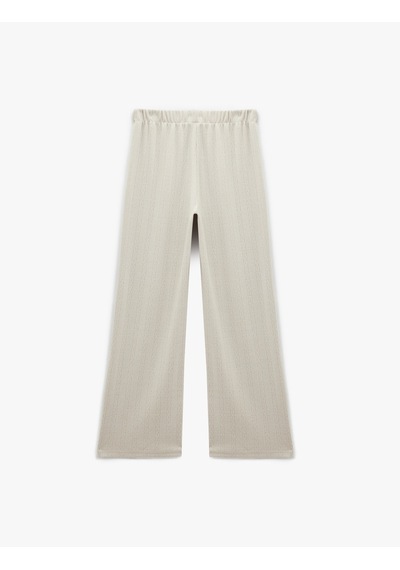 Koton Rahat Kalıp Standart Bel Dokulu Bol Paça Pijama Altı Gri 6wlk40017mk Gri
