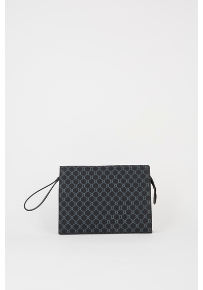 Vivaq Kadın Petunya Desenli Siyah Astarlı Suni Deri Bilek Askılı Portföy El Ve Clutch Çanta SİYAH